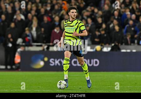 London, Großbritannien. November 2023. Declan Rice (Arsenal) beim Spiel der vierten Runde des West Ham vs. Arsenal Carabao Cup im London Stadium Stratford. Quelle: MARTIN DALTON/Alamy Live News Stockfoto