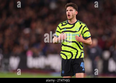 London Stadium, London, Großbritannien. November 2023. Carabao Cup Football, West Ham United gegen Arsenal; Declan Rice of Arsenal Credit: Action Plus Sports/Alamy Live News Stockfoto