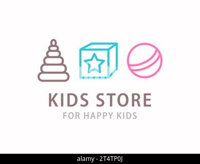 Logo Für Baby Toys Shop Line Art. Store Für Neugeborene Stock Vektor