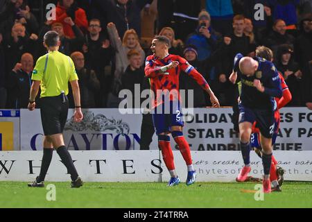 Dens Park, Dundee, Großbritannien. November 2023. Scottish Premiership Football, Dundee gegen Rangers; James Tavernier von Rangers feiert, nachdem er 5-0 Punkte erzielt hat. Credit: Action Plus Sports/Alamy Live News Stockfoto