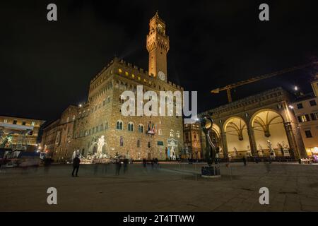 Florenz, Italien. Piazza della Signoria mit Palazzo Vecchio. Stockfoto