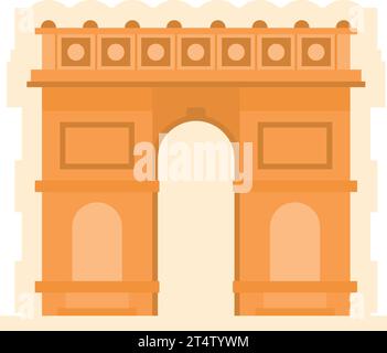 Einfache orangefarbene Flachzeichnung des ARC DE TRIOMPHE DE L'ETOILE, PARIS Stock Vektor