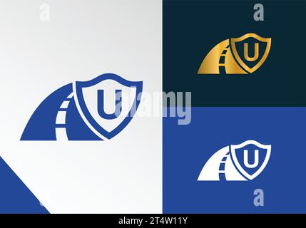 Letter U Transportlogo. Logo für Straßenpflege und -Bau Stock Vektor
