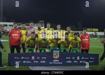 Florencio Varela, Argentinien, 1. November 2023. Das Team Defensa y Justicia während des Spiels zwischen Defensa y Justicia und Racing Club. Quelle: Fabideciria. Stockfoto