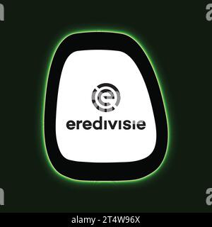 Eredivisie Logo Neon Light Board View Grüner Hintergrund, Niederlande Profi-Fußball-Ligasystem, Vektor-Illustration abstraktes Bild Stock Vektor