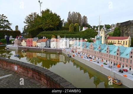 Mini Nyhavn, Kopenhagen, Dänemark im Miniatur-Modellpark Mini-Europe – Brüssel Belgien – 23. Oktober 2023 Stockfoto