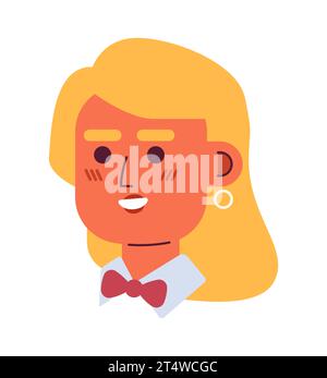 Kaukasische Kellnerin Fliege 2D Vektor-Avatar Illustration Stock Vektor