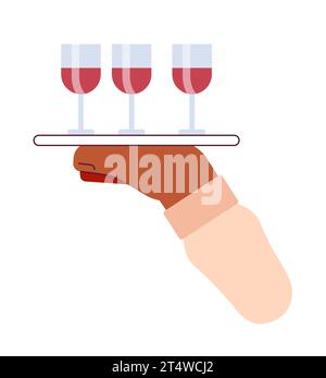 Weingläser Tablett mit Zeichentrickfigur Hand Illustration Stock Vektor