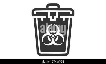 Lineares Symbol für nukleare Abfälle. Chemikaliengefahr. Gesundheitswesen. Anpassbare Darstellung für dünne Linien. Stock Vektor