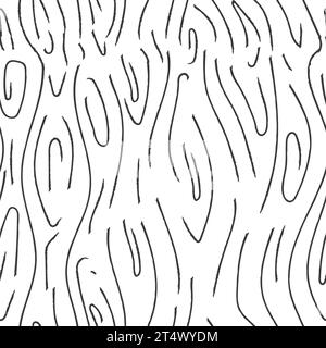 Lineares Holzmuster. Verschiedene nahtlose Texturen in handgezeichnetem Bleistiftstil. Schwarze Linien auf weißem Hintergrund. Abbildung des Materialvektors. Stock Vektor