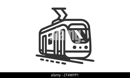 Leichter Weg oder Stadtbahn mit flachem Vektor-Symbol für Transport-Apps und Websites. Stock Vektor