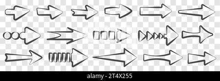 Pfeile große schwarze Set-Symbole. Pfeilsymbol. Pfeilvektorsammlung. Pfeil. Cursor. Moderne einfache Pfeile. Satz von Vektorpfeilen mit verschiedenen Formen und Stock Vektor