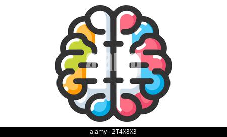 Hirnfarbiges Symbol Vektor-Illustration. Logo-Vorlage. Stock Vektor