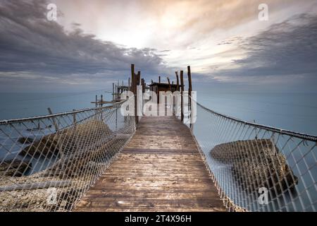 Trabocco Spezzacatena (Rocca San Giovanni) Stockfoto