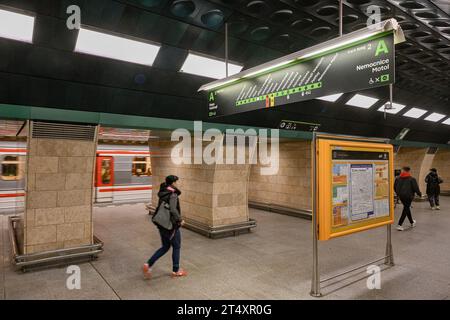 Prag, Tschechische Republik. November 2023. Die rekonstruierte U-Bahn-Station Jiriho z Podebrad wurde am 2. November 2023 in Prag in Betrieb genommen. Quelle: VIT Simanek/CTK Photo/Alamy Live News Stockfoto