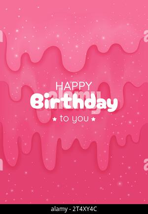 Happy Birthday Grußkarte mit rosa Glitzerschleim. Stock Vektor