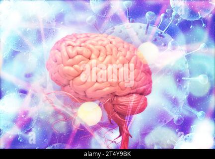 Elektrisches Signal des menschlichen Gehirns. 3D-Abbildung Stockfoto