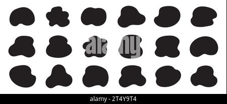 Organische Blob-Form, abstrakte Amöbe, unregelmäßiges flüssiges Element-Set. Einfaches, flaches abstraktes Gestaltungselement, Amöbenfleck, flüssige Form. Vektorabbildung Stock Vektor