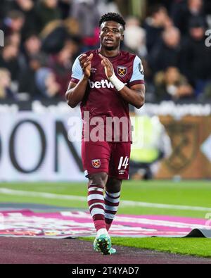 London, Großbritannien. November 2023. Mohammed Kudus von West Ham United während des Spiels West Ham United FC gegen Arsenal FC Carabao Cup Runde 4 im London Stadium, London, England, Vereinigtes Königreich am 1. November 2023 Credit: Every Second Media/Alamy Live News Stockfoto