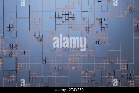 Platine mit Metallwürfeln, 3D-Rendering. 3D-Abbildung. Stockfoto