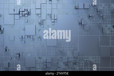 Platine mit Metallwürfeln, 3D-Rendering. 3D-Abbildung. Stockfoto