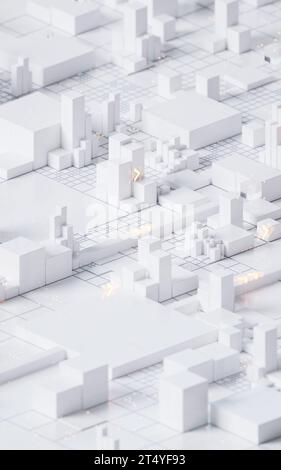 Platine mit weißem Würfel, 3D-Rendering. 3D-Abbildung. Stockfoto