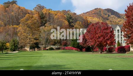 Herbstfarben in den Blue Ridge Mountains Stockfoto