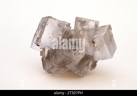 Halit oder Steinsalz ist ein Natriumchloridmineral. Kristallisierte Probe. Stockfoto