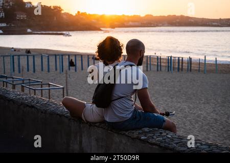 Promenade Jacques Thibaud vor dem Grande Plage Strand von Saint Jean de Luz, Fischerstadt an der Mündung des Nivelle, im Süden Stockfoto