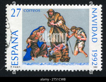 SPANIEN - CA. 1992: Briefmarke gedruckt von Spanien, zeigt Weihnachten, ca. 1992 Stockfoto