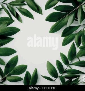 Vorlage Mockup mit natürlichem Bio-Kosmetikprodukt, grüne frische Blätter Naturrahmen. Naturkosmetik-Konzept, Vektorillustration Stock Vektor