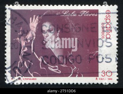 SPANIEN - CA. 1996: Briefmarke von Spanien, zeigt Lola Flores, Filmstar, ca. 1996 Stockfoto