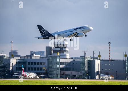 Lufthansa, Airbus A319-100, D-AIBN, Start am Flughafen Düsseldorf Stockfoto