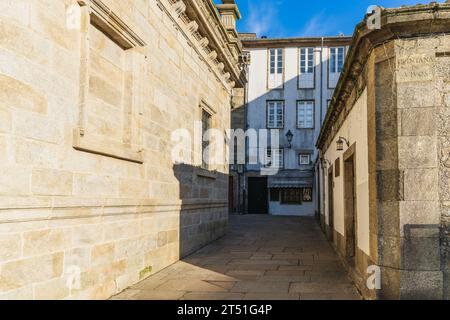 Santiago de Compostela, Spanien, 26. Februar 2023. Straße in Santiago de Compostela Stockfoto