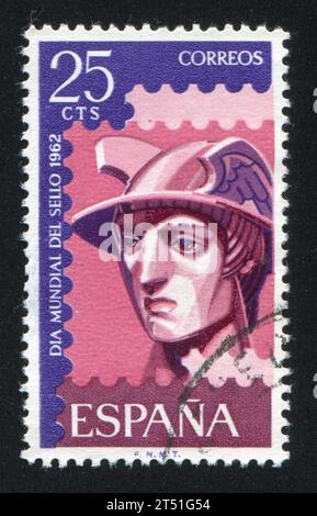 SPANIEN - CA. 1962: Von Spanien gedruckte Marke, zeigt Quecksilber, ca. 1962 Stockfoto
