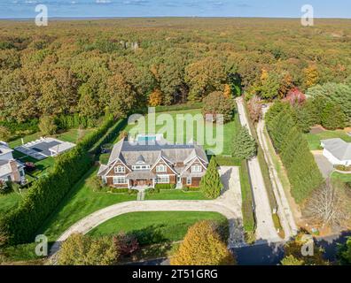 Luftaufnahme eines Hauses auf Ranch 16, Sagaponack, ny Stockfoto