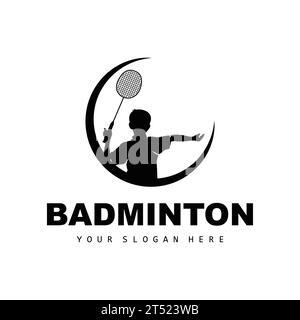 Badminton Logo, Sport Branch Design, Vector Abstract Badminton Players Silhouette Kollektion Stock Vektor