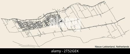 Straßenkarte von NIEUW-LEKKERLAND, NIEDERLANDE Stock Vektor