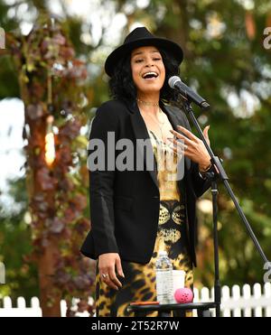 St. Helena, USA. November 2023. Jordin Sparks tritt am 2. November 2023 in der Charles Krug Winery auf Helena, Kalifornien. Foto: Casey Flanigan/imageSPACE/SIPA USA Credit: SIPA USA/Alamy Live News Stockfoto