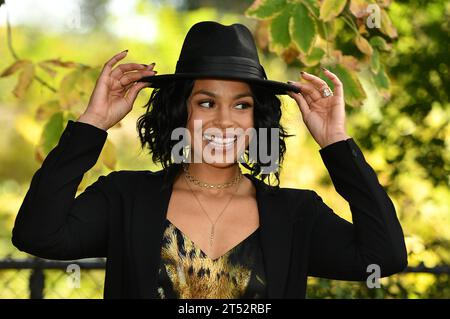 St. Helena, USA. November 2023. Jordin Sparks posiert am 2. November 2023 in der Charles Krug Winery in St. Helena, Kalifornien. Foto: Casey Flanigan/imageSPACE/SIPA USA Credit: SIPA USA/Alamy Live News Stockfoto