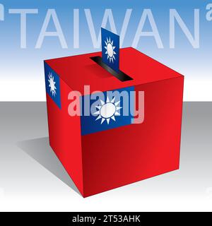 Taiwan, asiatisches Land, Wahlurne mit Nationalflagge, Vektorillustration Stock Vektor