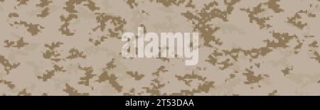 Nahtloses Muster für Wüstenpixel-Camo. Digitale Mosaiktarnung mit quadratischer Textur. Vektor-Digcam-Hintergrund Stock Vektor