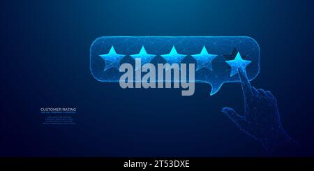 Kundenrezensionskonzept. 5-Sterne-Bewertung und positives Feedback. Stock Vektor