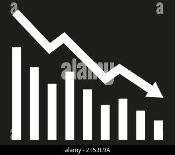 Finanzkrisenkonzept. Verkleinern des Diagramms mit fallenden Spalten. Vektor-Illustration, die Rezession, Konkurs und wirtschaftlichen Niedergang zeigt Stock Vektor