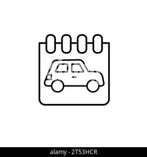 Termindatum für Autoservice-Symbol, Vorregistrierung für Autoreparatur-Linienzeichen auf weißem Hintergrund - bearbeitbare Strichvektorillustration Stock Vektor