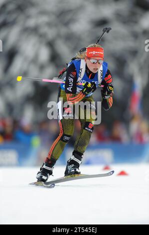 Franziska Hildebrand Aktion Biathlon Welt Cup 15 KM Frauen in Ruhpolding, Deutschland am 14.01.2016 Stockfoto