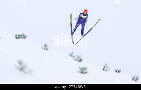 19.02.2016, Salpausselkae Schanze, Lahti, FIN, FIS Weltcup Ski Sprung, Lahti, Damen, im Bild Carina Vogt (DE) // Carina Vogt aus Deutschland während der Damen FIS Skijumping World Cup der Lahti Ski Games auf dem Salpausselkae Hill in Lahti, Finnland am 19.02.2016. Stockfoto