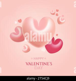Valentinstag Vorlage mit 3D Herzen auf rosa Hintergrund. Stock Vektor