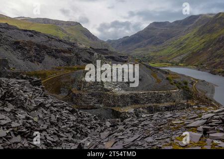 Dinorwic Schieferbruch ist ein ehemaliger Schieferbruch in Wales, der heute zum UNESCO-Weltkulturerbe gehört. Stockfoto