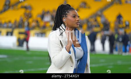 Pittsburgh, PA, USA. November 2023. Taylor Rooks während des Spiels Pittsburgh Steelers gegen Tennessee Titans in Pittsburgh, PA. Jason Pohuski/CSM/Alamy Live News Stockfoto